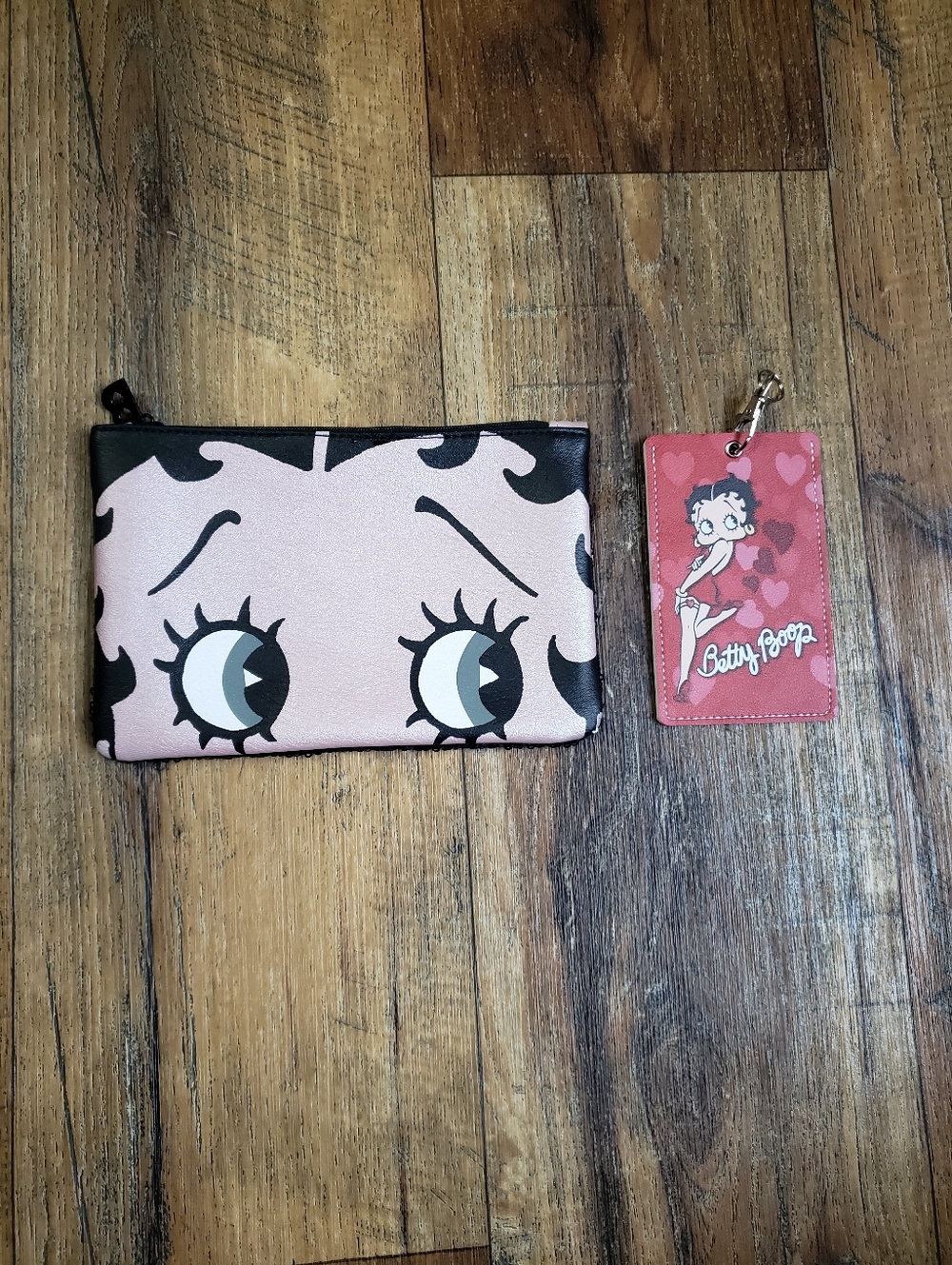 Ipsy Betty Boop Pink Make Up Bag Keychain Clip Card Holder